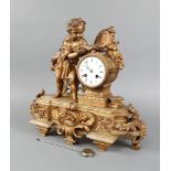 Japy Freres, a French 19th Century 8 day striking clock with enamelled dial, Roman numerals,