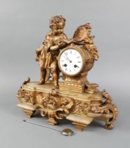 Japy Freres, a French 19th Century 8 day striking clock with enamelled dial, Roman numerals,