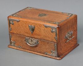 A Victorian light oak collectors cabinet with hinged lid, the base fitted a drawer, 17cm h x 31cm