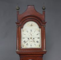 An 18th Century 8 day striking longcase clock, the 30cm arch painted dial with subsidiary second