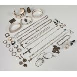 Four silver bracelet and minor silver jewellery, gross weight 180 grams The gross weight listed (