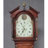 An 18th Century longcase clock, the 32cm arch painted dial with floral spandrels marked J N Roe of