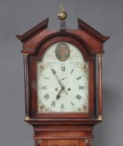 An 18th Century longcase clock, the 32cm arch painted dial with floral spandrels marked J N Roe of