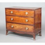 A 19th Century mahogany chest of 3 drawers, on bracket feet 88cm h x 103cm w x 47cm d The top is