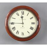 A 19th Century gut driven single fusee wall clock, the 29cm painted dial, with Roman numerals and