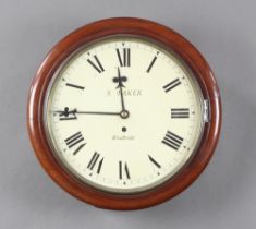 A 19th Century gut driven single fusee wall clock, the 29cm painted dial, with Roman numerals and