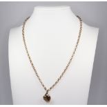 A 9ct yellow gold necklace with heart pendant 9.3 grams, 40cm