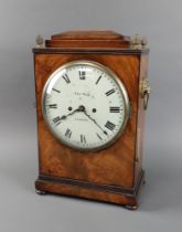 A Georgian double chain driven fusee bracket clock, striking on bell, the 20cm painted dial marked