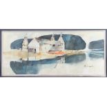 **Martin John Aynscomb-Harris (1937-2016), acrylic on board signed, stylish view of oast houses 82cm