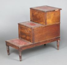 A 19th Century mahogany 3 step, step commode with sliding section to the centre, red inset surface