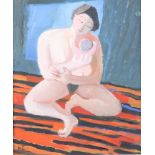 **Anthea Craigmyle (1933-2016), oil on canvas entitled "The New Baby" monogrammed with label on