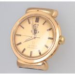 A gentleman's yellow metal Omega Constellation wristwatch, the dial inscribed with a bust of the