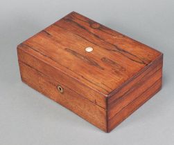 A Victorian rectangular rosewood trinket box with inlaid mother of pearl decoration 9cm h x 25cm w x