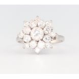 An 18ct white gold diamond cluster ring approx. 2ct, 6.6 grams, size N