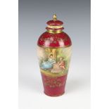 A 19th Century Austrian oviform vase decorated with panel of figures and an extensive landscape with