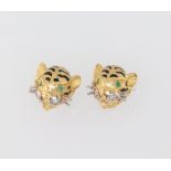 A pair of yellow metal 750 ear studs, ensuite with lot 8, 12mm