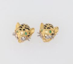 A pair of yellow metal 750 ear studs, ensuite with lot 8, 12mm