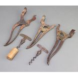 Three 19th Century Lund lever corkscrews (1 with corkscrew missing)