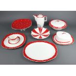 A mid-Century Midwinter Stylecraft Domino tea and dinner service comprising 6 coffee cups (1 a/f), 2