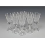 A set of 9 Waterford Crystal Lismore Pattern sherry glasses