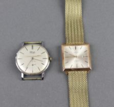 A vintage gilt cased Waltham calendar wristwatch on a gilt bracelet together with a gentleman's