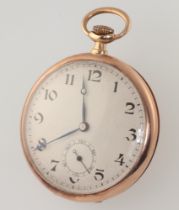 A 9ct yellow gold pocket watch with mechanical movement contained in a 45mm case This watch is in