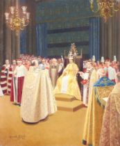 Conrad Leigh (1883-1958), oil on canvas signed, "The Archbishop of Canterbury Giving The Benediction