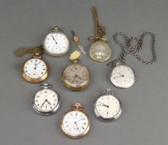 A gold plated mechanical pocket watch inscribed Prescot with seconds at 6 o'clock (a/f) and 7