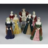 A set of Coalport figures of The Royal Collection Henry VIII and his six wives by Robert Worthington