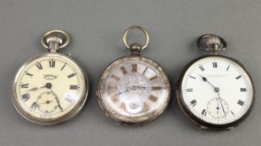 A silver mechanical pocket watch Birmingham 1919, 2 others Two of the watches work intermittently