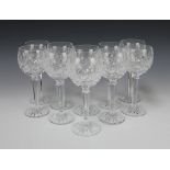 A set of 10 Waterford Crystal Lismore Pattern hock wine glasses
