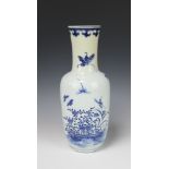 A 19th Century Chinese oviform vase decorated with insects amongst flowers 32cm The neck has been