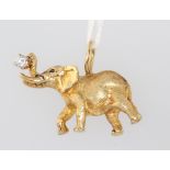 A G & G Appleby limited edition yellow metal 18k diamond charm in the form of an elephant, set