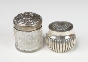 A Victorian repousse silver demi fluted box and cover Birmingham 1890 together with a silver mounted