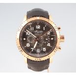 A Breguet Transatlantique 18ct rose gold wristwatch, the dial inscribed Retour En Vol with 3