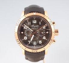 A Breguet Transatlantique 18ct rose gold wristwatch, the dial inscribed Retour En Vol with 3
