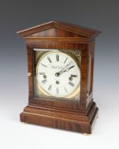 Knight and Gibbins, a Georgian style chiming bracket clock with 13cm enamelled dial, Roman numerals,