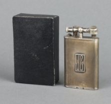 An Art Deco silver Dunhill cigarette lighter London 1934 6cm, in original wooden box (a/f)