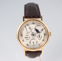 A gentleman's 18ct yellow gold Breguet 944 wristwatch with moon phase aperture and day, date,