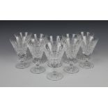 A set of 10 Waterford Crystal Lismore Pattern large wine glasses (1 a/f)