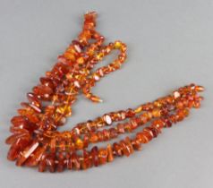 Three strands of natural amberoid necklaces