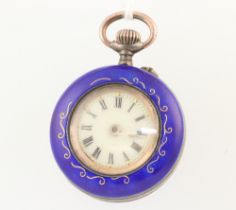 A lady's Continental 800 standard fob watch with guilloche enamel decoration 28mm This watch is