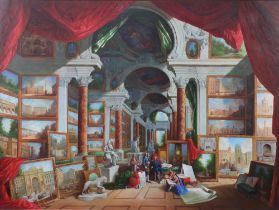 In the manner of Giovanni Paolo, 20th Century oil on canvas indistinctly signed, interior study of