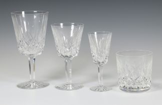 Six Waterford Lismore pattern large wine glasses, 4 small wines, 6 sherries and 5 tumblers