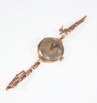 A lady's 9ct yellow gold wristwatch on a ditto bracelet, gross weight including movement and glass