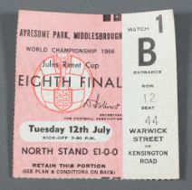 A ticket from the 1966 World Cup, Group 4 match between USSR and North Korea, held on Tuesday 12th