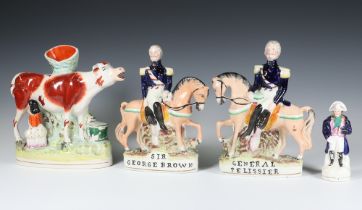 A pair of Staffordshire figures - Sir George Brown and General Pelissier 20cm, ditto Napoleon and