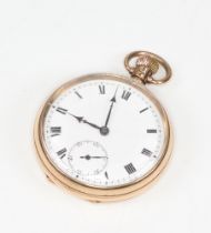 A 9ct yellow gold mechanical pocket watch with seconds at 6 o'clock, contained in a 48mm case, gross