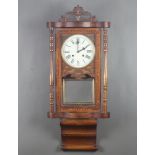 A 19th Century American striking on gong wall clock with 21cm painted dial, Roman numerals,