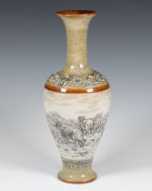 A Royal Doulton Hannah Barlow oviform vase decorated with sheep, impressed marks and monogram 28cm